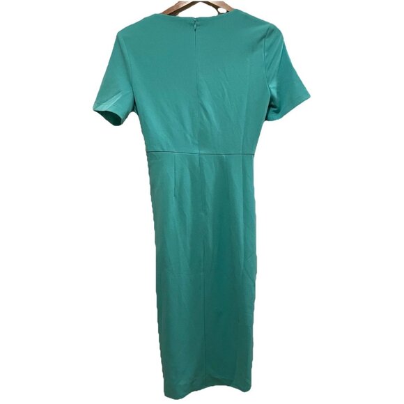 TAHARI ASL Seafoam Knot Waist Vneck Short Sleeve Career Sheath Dress Sz 4 - Picture 7 of 7